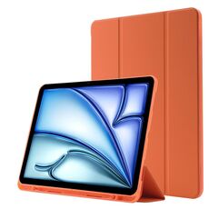 Custodia per tablet ripiegabile in pelle Skin Feel per iPad Air 11 2024 con slot per penna (arancione)
