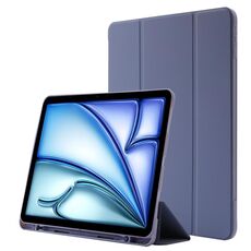 Custodia per tablet ripiegabile in pelle Skin Feel per iPad Air 11 2024 con slot per penna (lavanda)