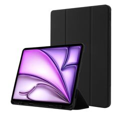 Custodia per tablet ripiegabile in pelle Skin Feel per iPad Air 13 2024 con slot per penna (nero)