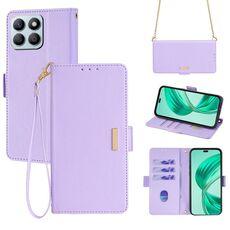 Custodia per telefono in pelle con catena a tracolla per Honor X8b (viola)