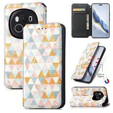 Per Honor Magic6 Pro CaseNeo Custodia per telefono in pelle magnetica colorata (rombo)