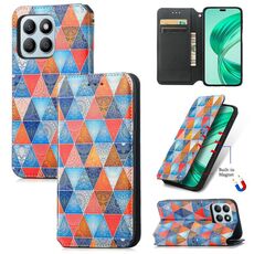 Per Honor X8b CaseNeo Custodia per telefono in pelle magnetica colorata (rombo mandala)