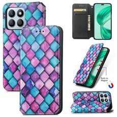 Per Honor X8b CaseNeo Custodia per telefono in pelle magnetica colorata (scaglie viola)