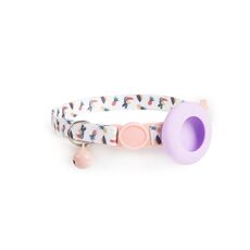Custodia con design stampato per supporto per collare per animali AirTag con campanello e fibbia di sicurezza, stile: pappagallo ananas