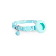 Custodia con design stampato per supporto per collare per animali AirTag con campanello e fibbia di sicurezza, stile: foresta pluviale blu