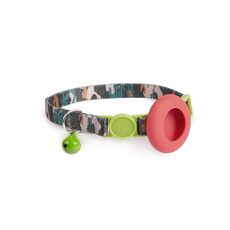 Custodia con design stampato per supporto per collare per animali domestici AirTag con campanello e fibbia di sicurezza, stile: mimetico forestale