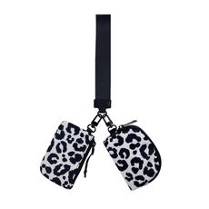 Borsa da polso portatile 2 in 1 Porta carte Mini Borsa porta monete (Leopardo bianco nero)