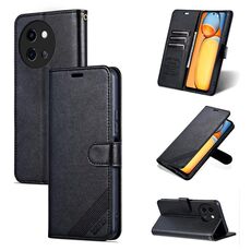 Per vivo Y200i 5G / Y38 / T3X AZNS Custodia per telefono in pelle con texture in pelle di pecora (Nero)
