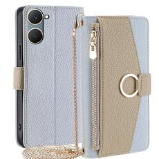 Custodia per telefono in pelle con trama crossbody Litchi per vivo Y03 4G (blu)