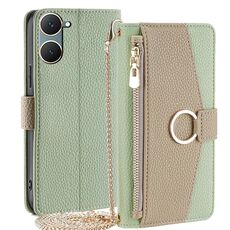 Custodia per telefono in pelle con trama crossbody Litchi per vivo Y03 4G (verde)