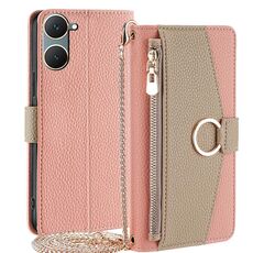 Custodia per telefono in pelle con trama crossbody Litchi per vivo Y03 4G (rosa)