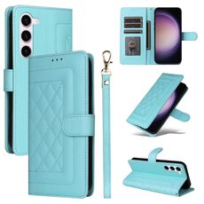 Per Samsung Galaxy S23 5G Custodia a flip in pelle con reticolo di diamanti (verde menta)