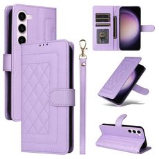 Per Samsung Galaxy S23 5G Custodia a flip in pelle con reticolo di diamanti (viola chiaro)