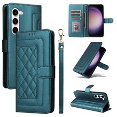 Per Samsung Galaxy S23 5G Custodia a flip in pelle con reticolo di diamanti (verde)
