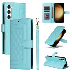 Per Samsung Galaxy S23+ 5G Custodia a flip in pelle con reticolo diamantato (verde menta)