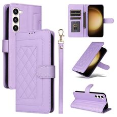 Per Samsung Galaxy S23+ 5G Custodia a flip in pelle con reticolo diamantato (viola chiaro)