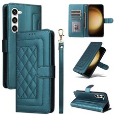 Per Samsung Galaxy S23+ 5G Custodia a flip in pelle con reticolo di diamanti (verde)