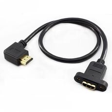 Cavo di prolunga HDTV maschio-femmina gomito destro con fori per viti per l'orecchio, lunghezza: 0,5 m
