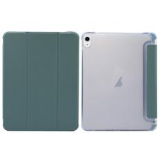 Custodia per tablet in pelle pressata elettrica a 3 pieghe per iPad Air 11 2024 (verde scuro)
