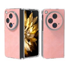 Per OPPO Find N3 Custodia in pelle PU con bordo trasparente (rosa)