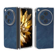 Per OPPO Trova N3 Custodia in pelle PU con bordo trasparente (blu)