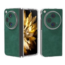 Per OPPO Find N3 Custodia per telefono con bordo trasparente in pelle PU (verde)