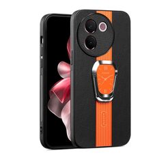Custodia per telefono posteriore in pelle magnetica Litchi per vivo Y200i con supporto (arancione)