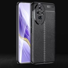 Custodia per telefono in TPU antiurto con texture Litchi per Honor 200 (nera)