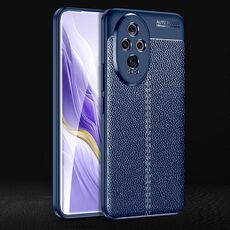 Custodia per telefono in TPU antiurto con texture Litchi per Honor 200 (blu)