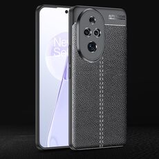 Custodia per telefono in TPU antiurto con texture Litchi per Honor 200 Pro (nera)