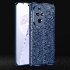 Custodia per telefono in TPU antiurto con texture Litchi per Honor 200 Pro (blu)