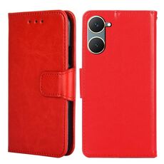 Custodia per telefono in pelle con texture cristallo per vivo Y03 4G (rossa)