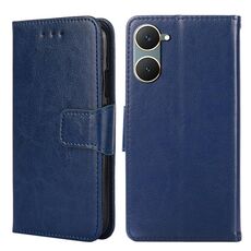 Custodia per telefono in pelle con texture cristallo per vivo Y03 4G (blu reale)