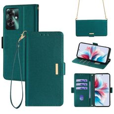 Per OPPO Reno11 F 5G Custodia per telefono in pelle con catena a tracolla (verde)