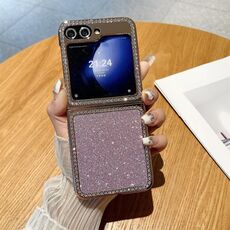 Per Samsung Galaxy Z Flip6 Gradient Glitter Powder elettrolitico diamante PC copertura totale antiurto custodia per telefono (rosa)