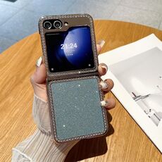 Per Samsung Galaxy Z Flip6 Gradient Glitter Powder elettrolitico diamante PC copertura totale antiurto custodia per telefono (blu)