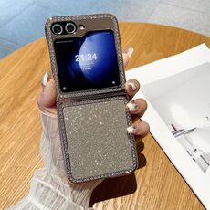 Per Samsung Galaxy Z Flip6 Gradient Glitter Powder elettrolitico diamante PC copertura totale antiurto custodia per telefono (marrone)