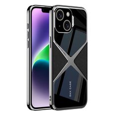 Per iPhone 14 Custodia per telefono antiurto con velocità supersonica in pelle GKK galvanica (nera)