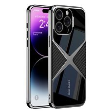 Per iPhone 14 Pro Max Custodia per telefono antiurto in pelle galvanica a velocità supersonica (fibra di carbonio)