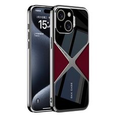 Custodia per telefono antiurto con velocità supersonica galvanica in pelle GKK per iPhone 15 (rosso)