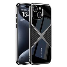 Per iPhone 15 Custodia per telefono antiurto con velocità supersonica in pelle GKK galvanica (fibra di carbonio)