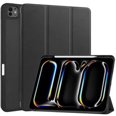 Per iPad Pro 13 2024 Custer TPU Pure Color 3-Fold Holder Custodia tablet in pelle intelligente con portapenne (nero)