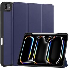 Per iPad Pro 13 2024 Custer TPU Pure Color 3-Fold Holder Custodia tablet in pelle intelligente con portapenne (blu scuro)