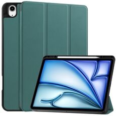 Per iPad Air 13 2024 Custer TPU Pure Color 3-Fold Holder Custodia tablet in pelle intelligente con portapenne (verde scuro)