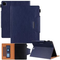 Custodia per tablet Smart in pelle con fibbia in metallo tinta unita per iPad Pro 11 2024 (blu reale)