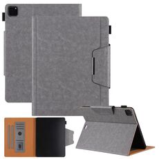 Custodia per tablet Smart in pelle con fibbia in metallo tinta unita per iPad Pro 11 2024 (grigio)