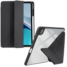 Per Huawei MatePad 11 2021/2023 Custodia per tablet in pelle con deformazione acrilica trasparente (nero)