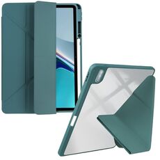 Per Huawei MatePad 11 2021/2023 Custodia tablet in pelle con deformazione acrilica trasparente (verde scuro)