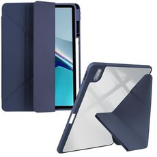 Per Huawei MatePad 11 2021/2023 Custodia per tablet in pelle con deformazione acrilica trasparente (blu scuro)