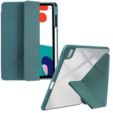 Per Huawei MatePad 10.4 Custodia tablet in pelle con deformazione acrilica trasparente (verde scuro)